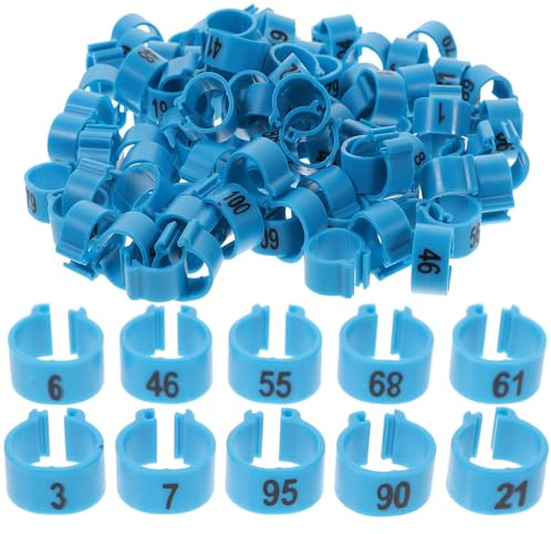 VALICLUD Lot de 100 Bagues pour Pattes de Pigeons Domestiques à Numéros, Anneaux D'identification en Plastique Bleu, Grosse Taille, pour Élevage et Suivi des Volailles