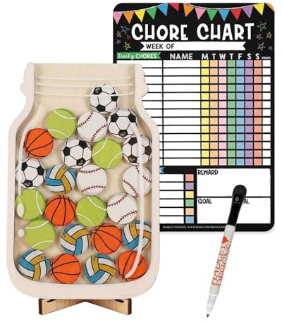 JIRVEX Tabla de Recompensas para Niños con 30 Estrellas y Pizarra Magnética Infantil - Sistema de Recompensas para Casa, Escuela y Aula (Bolas de Colores)
