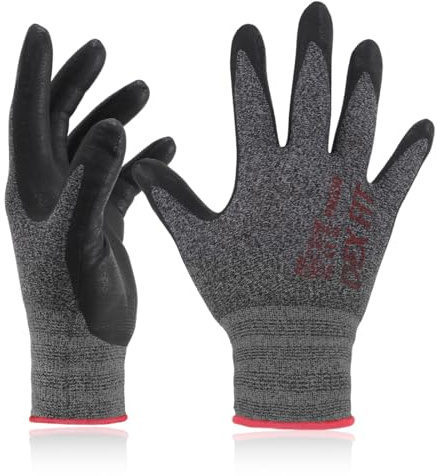 DEX FIT Arbeitshandschuhe Nitril FN330, 3D Komfort-Passform, sicherer Griff, Touchscreen, dünn & leicht, atmungsaktiv, waschbar;Schwarz Grau XXL (11) 3 Paare