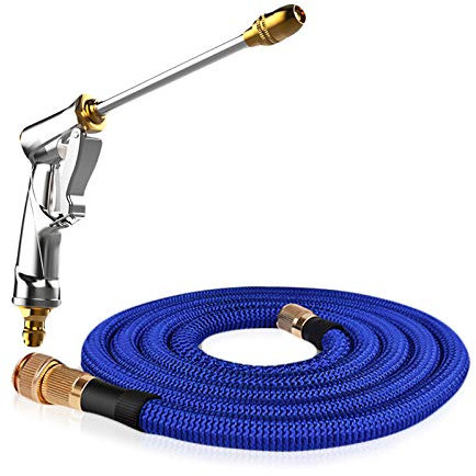 Ergocar Garden Hose 3 Times Expanding 【High Pressure】 Garden Water Hose Pipe with Multi-Function Spray Nozzle / 2pcs Adaptor/Snow Foam Bottle for Cars Pets Plants (100FT=30M)