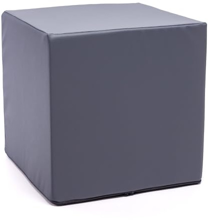 Ecopuf Cube - Sitzhocker Hocker Kunstleder Lederimitat Sitzbox Quader Würfel Pouf Ottomane Fußbank für's Wohnzimmer Wohneinrichtung 40x40x40 cm Faber Grau E15