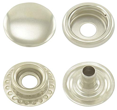 Druckknöpfe Ringfeder, Ring-Feder-Buttons, R-Feder-Snaps, Stahl - ab 50 Stück, silber vernickelt, 15 mm