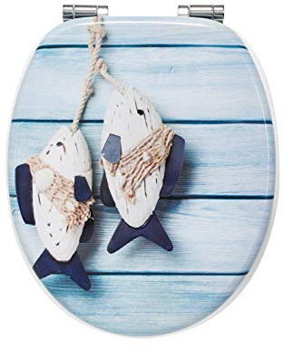 Wirquin 20722705 Abattant WC Woody Fish | MDF 100 % FSC, frein de chute, charnières inox