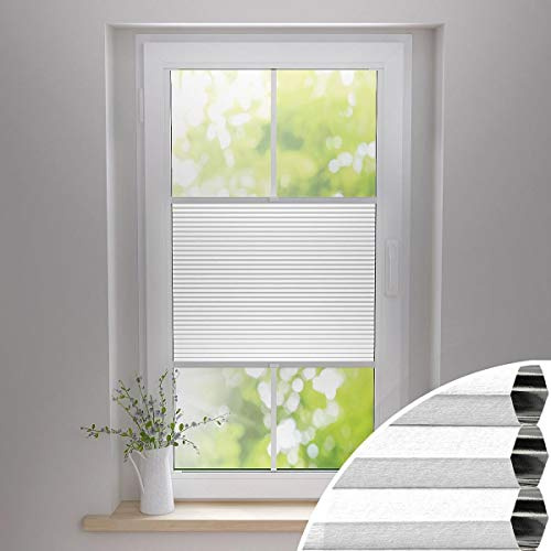 Gardinen21 Thermo Wabenplissee ohne Bohren | Waben-Plissee Klemmfix | Plissee 110x130 für Türen & Fenster | Sonnenschutz, Sichtschutz, Schallschutz, 100% Verdunkelung