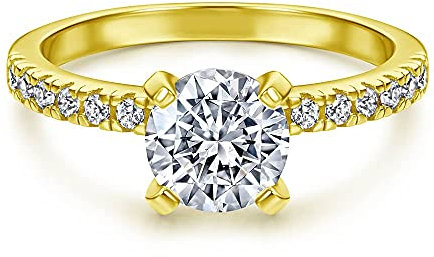 Funkelnder Damen Ring aus 925 Sterling Silber in Weiß mit Stein Solitärring I Brillant-Schliff mit Steinen Solitär Verlobungsring Ehering Trauring I Schmuck in Juweliersqualität (Gold 56)
