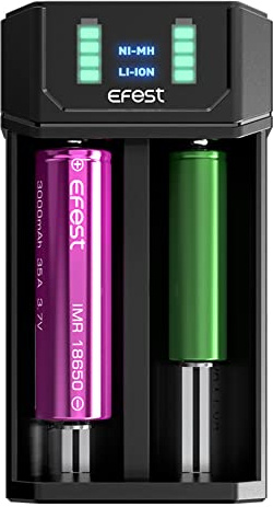 Efest Mega Chargeur de batterie USB pour piles AA AAA 18650 21700 double fente rapide 1 A NiMH Li-ION