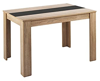 byLIVING Esstisch NORI, Küchentisch in Eiche-Optik, 140 x 80, H 75 cm | Einlegeplatte wendbar in schwarz oder weiß, großer Tisch