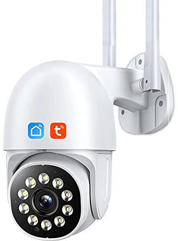 Telecamera WiFi esterna, 3MP 5X Zoom Mini telecamera IP WiFi Tuya Smart Ai Telecamera di sicurezza domestica con localizzazione automatica Telecamera CCTV a colori IR per visione notturna