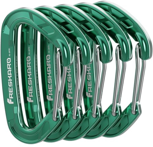 FresKaro 5Stücke Karabiner Schnellverschluss, 8kN 816kg, Schwerlast, Rostfrei und Ultraleicht, Flugzeug Aluminium, für Wandern, Camping, Angeln, Mini-Größe, Auswahl aus 5 Farben