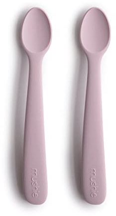 Mushie 2er Set Babylöffel für Baby | BPA-freier Silikonlöffel | Löffel Spülmaschinenfester Fütterlöffel | Langlebiges Zubehör für Kleinkinder | Soft Lilac
