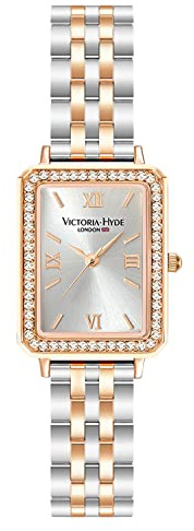 VICTORIA HYDE Rechteck Damenuhr Grün Dial Analog Quarz Armbanduhr mit Edelstahlarmband