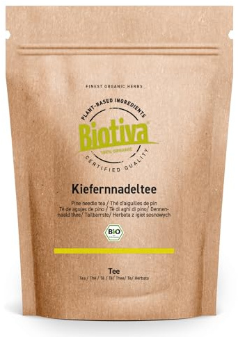 Kiefernadeltee 100g - Ganze Kiefernnadeln - Geprüfte Qualität - 100% natürlich und vegan - auch als Badetee - 100% Bio-zertifiziert in Deutschland - Biotiva