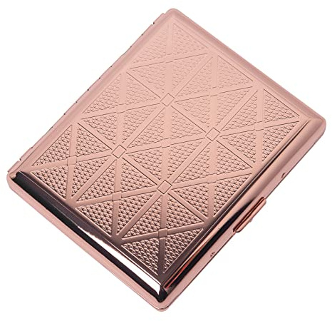 Klassische Retro-Zigarettenetui/Aufbewahrungsbox aus Metall, kann 18–20 Zigaretten mit einer Länge von 100 mm aufnehmen (Rose gold)