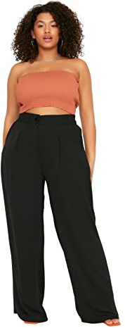Trendyol Trendyol Women Plus Size High Waist Wide Leg Wide Leg Plus Size Trousers, Pantaloni Donna, Black, 42 Plus