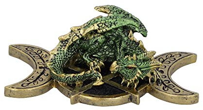 Nemesis Now Figura de dragón guardián Triple Luna, Dorado, 13,2 cm