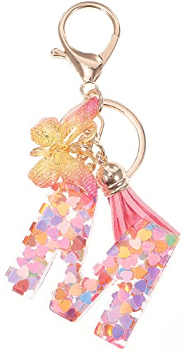 Toddmomy Alphabet Anfangsbuchstabe Schlüsselanhänger Buchstabe M Schlüsselanhänger Herz Schmetterling Alphabet Anhänger Schlüsselanhänger Geldbörse Handtasche Taschenanhänger Für Frauen
