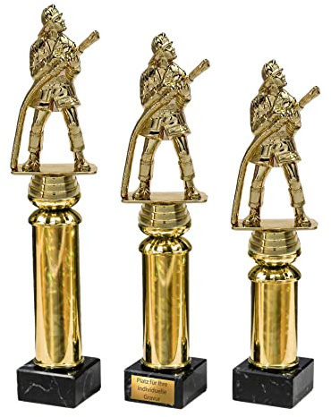 eberin · Feuerwehr Pokale mit oder ohne Gravur · Feuerwehr Wanderpokal · Feuerwehrmann auf Goldsäule/Marmor schwarz · FFW Auszeichnung · Pokal in 3 Größen erhältlich ·