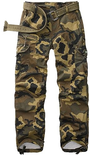yeyity Pantalon cargo/de randonnée/d'extérieur/de jogging/de travail/de trekking, militaire, multi-poches, en coton, coupe décontractée, streetwear, pour femme