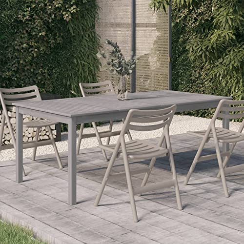 BULANED Gartentisch, Balkontisch, Terrassen Tisch, Terrassentisch, Garten Esstisch, Gartentisch, Gartenesstisch, Gartenmöbel, Grau 200x100x75 cm Massivholz Akazie