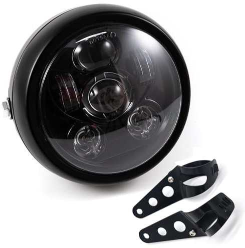 Phare de Moto LED, Distance de Phare Universel de 6,5 pouces avec Support pour Moto Cafe Racer (Lampe C)