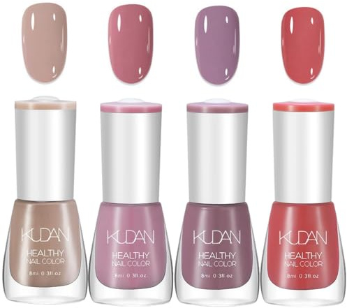 TBeautfave Nail Polish Set Nude Nail Varnish Sets, Quick Dry & Long Lasting Red Purple Nail Polish, Water Based Natural Nail Varnish Sets for Women DIY Nail Art - No Need Cure