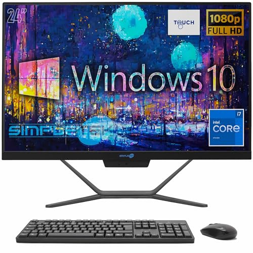SIMPLETEK - PC All In One Touch | Intel Core i7 6° Generazione | Windows 10 Pro | 4GB RAM SSD 120GB | Webcam 2K Integrata | Schermo Touchscreen | BT 5.2