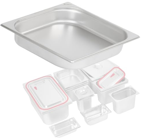 Mahlzeit GN Behälter 2/3 | Höhe 65 mm | Verschiedene Größen verfügbar | Edelstahl Gastronomiebehälter | Gastronorm Behälter, Gastronormbehälter, Wärmebehälter für Chafing Dishes