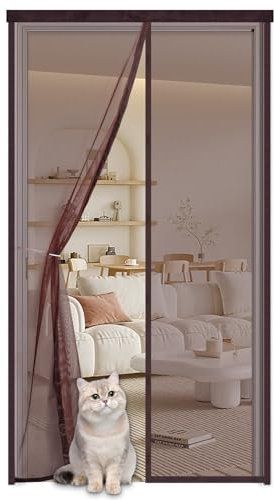 Zanzariere Magnetica per Porte Finestre 130x220cm,Zanzariera con Calamita per Porta Balcone,Traspirante Chiusura Automatica,Tenda con Magneti Anti Insetti Zanzare,Installazione Facile,Marrone