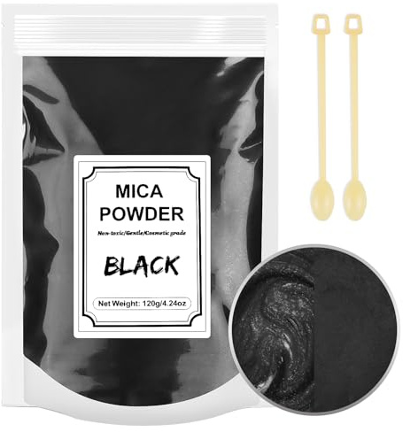 Mica Powder - Pigment Cosmetic Epoxy Resin Dye for Soap/Candle Making, Epoxy Resin Art, Acrylic Nail Paint, Bath Bombs, Fine Arts, Lip Gloss (Black)