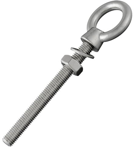 Bullone oculare con filettatura metrica completa | con disco e dado esagonale | acciaio inox A4/V4A | Vite ad occhiello | Bullone ad anello | Bullone oculare (M6 x 80 mm, 2 pezzi)
