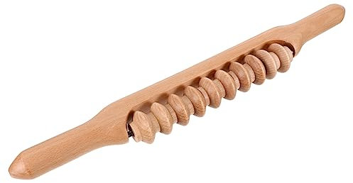 Beaupretty Holz Massagerolle 43cm Massagestab Muskelroller Faszienroller Manuell für Ganzkörpermassage Wellness zur Muskelentspannung der Durchblutung