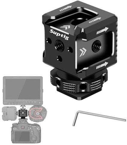 Suptig 3 Port Cold Shoe Mount with 1/4-20 Thread for Camera Cage Flash LED Monitor Microphone etc.