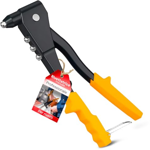 Avilia Rivettatrice Manuale 240mm per Rivetti in Alluminio, Rame e Acciaio – Rivettatrice in Alluminio con Manici Ergonomici e Ganasce Intercambiabili - Rivettatrice a Pinza Cassetta Attrezzi