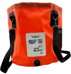 PBP Bailey Handy Folding Utility Bucket, 30L Capacity, with Quick Hose Connector (Orange)