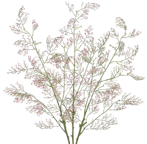 Hollyone Kunstblumen Wie Echt Zweige 90CM, 3PCS Künstliche Blumen Frühling Deko Blumen für Vase, Künstliche Caspia Rosa Plastik Wildblume für Hochzeit Haus Blumenarrangement Tischdeko