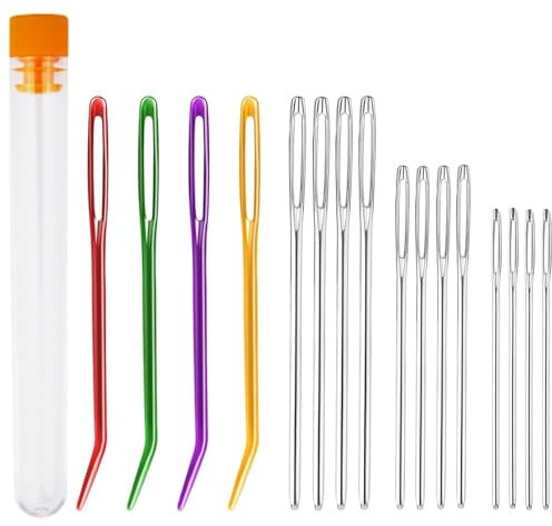 ASIRYVA 16 Pcs Large Eye Blunt Needles, Darning Needles for Wool, Crochet Needles, Tapestry Needle Yarn Needle, Wool Needles for Sewing Up Knitting for Crochet DIY Crafts (Random Colors)