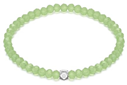 EUMENIDES Bracelet en pierre précieuse de diamant naturel, bracelet en pierre naturelle de 4 mm pour femme, 5 mm, argent 925, cordon élastique, 4.0 Millimeter, Pierre Argent Pierre Argenté diamant,