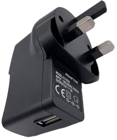 QIAWES Adaptador de corriente USB de 5 V 2 A, cargador de pared de 3 pines para tableta, lector de libros electrónicos, ventilador USB, luces de espejo