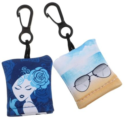 PLAFOPE 2pcs Reusable Eyeglasses Cleaning Cloths with Hanging Buckle, Long Lasting Fiber Cloth for Lens Cleaning, Suitable for Eyeglasses and Sunglasses, Portable and Convenient