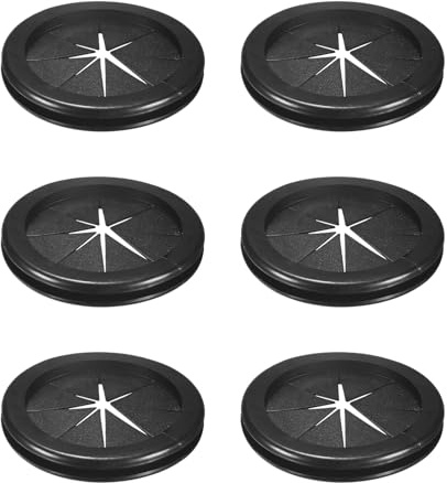 M METERXITY 6-Pack Rubber Grommets for Wiring 70mm Desk Grommet Double-Sided Flexible Cable Cord Grommet Desk Hole Cover for Cables/Wires Through Protection [Black, Petal-Shaped]