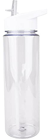 Sports Water Bottles Leakproof Adult Plastic Bottle BPA Free Water Bottle with Straw 750ml Clear Plastic Bottles with Filter Flip-Top Lid Drinks Bottle for Gym, Men Women Kids (White)
