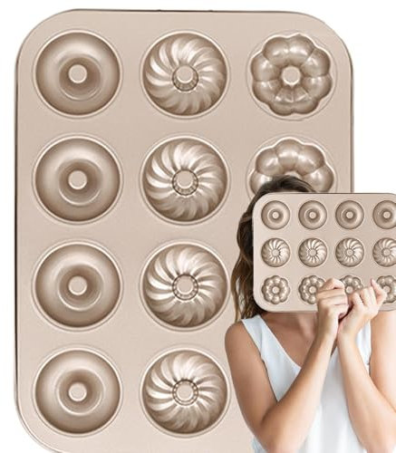 Sghtil Donut Pan, Donut Stampo - Stampo per panetteria antiaderente per ciambelle in acciaio al carbonio per cucina,Forniture di cottura della torta per vassoio bagel resistenti al calore per