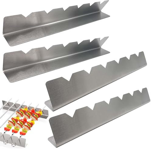 4 Stück Grill Spieße Rack für 6 Spieße, Grillspießhalter aus Edelstahl, BBQ Schaschlikspieße Edelstahl Grillspieße Shashlik Skewer Set, 30*4.5*3cm, Grill Spieße Rack, für Outdoor Camping und Wandern