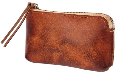 FRCOLOR Leder Geldbörse Klein mit Münzfach und Kartenetui Praktische Schutzhülle für Frauen Robustes Vintage Münzportemonnaie für Alltag und Reise