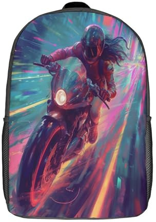 kaiyun Motorrad Rucksäcke Für ErwachsenerComic-Stil Jugendschultaschen Modeaccessoires Kinderrucksäcke Schultaschen 17inch