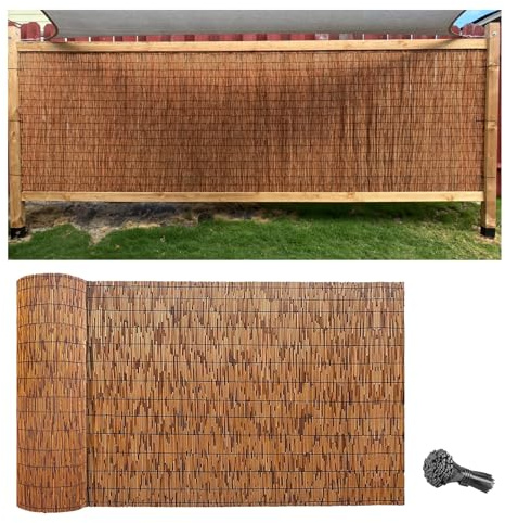 Generisch Natur Sichtschutz, Bambus Schilfrohrmatte, Balkon Bambusmatte, Wetterfest Bambus Zaun, Sonnenschutz Schilf Zaun Für Pool/Dach/Mauerabdeckung/Gartenzaun(90 * 1200cm)