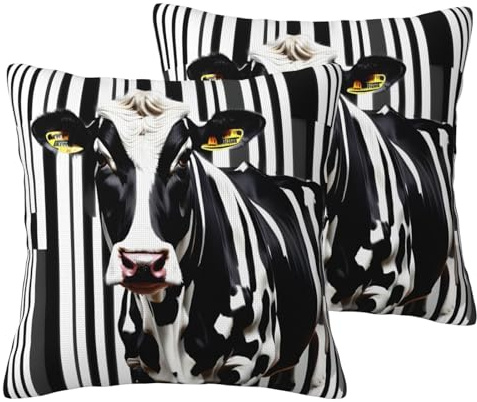 ERSDWRE Funda de almohada decorativa con estampado de vaca lechera negra y blanca para el sofá o la cama