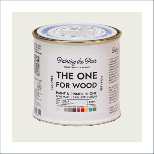 The One for Wood Paint & Primer 250ml White No. 2 Once Upon a Time | Semi Matt Finish, Bio-Based & VOC-Free Formula for Wooden Furniture & Surfaces | Durable & Easy Indoor Home Decorating