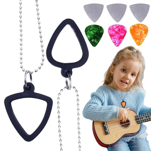 Generisch Gitarrenplektrum-Halskettenhalter Für Männer | Mit Akustik-Gitarrenpicks | Musiker Zubehör Tragbar für Bass & Ukulele