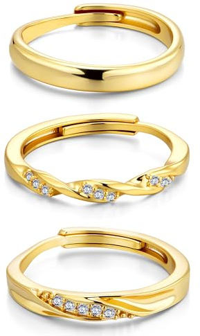 Ringe Set Damen Gold Silber 925 Vintage Ring Verstellbar Stapelbar Geschenk